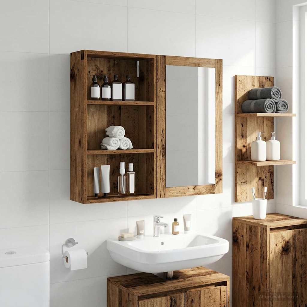 Badeværelsesvægskab Gammelt træ 40 x 14 x 70 cm Konstrueret træ