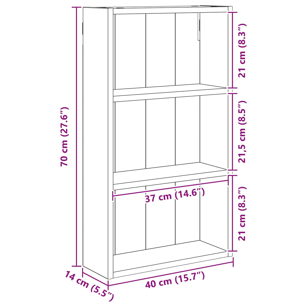 Badeværelsesvægskab Gammelt træ 40 x 14 x 70 cm Konstrueret træ
