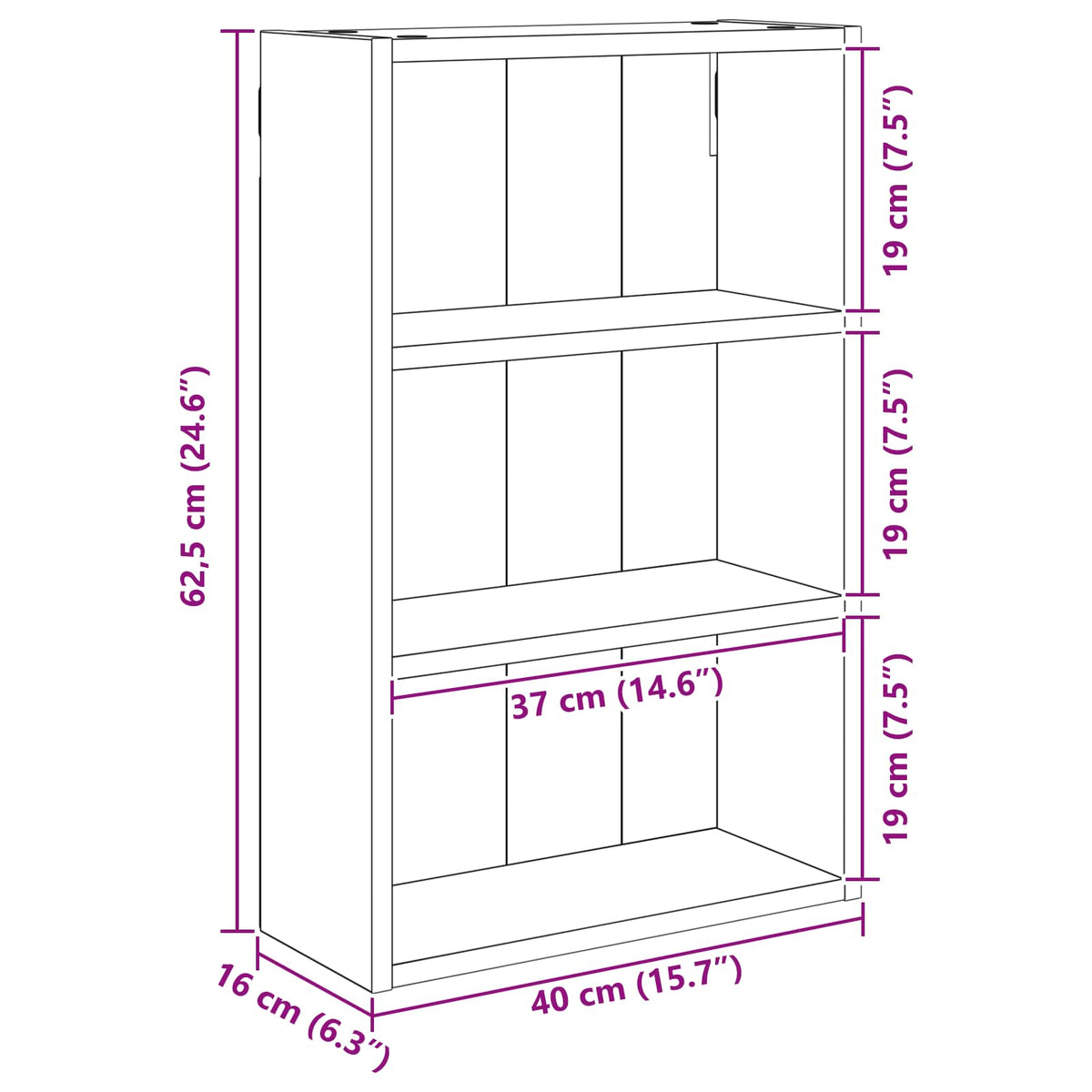 Badeværelsesvægskab Røget Eg 40 x 16 x 62,5 cm Konstrueret træ