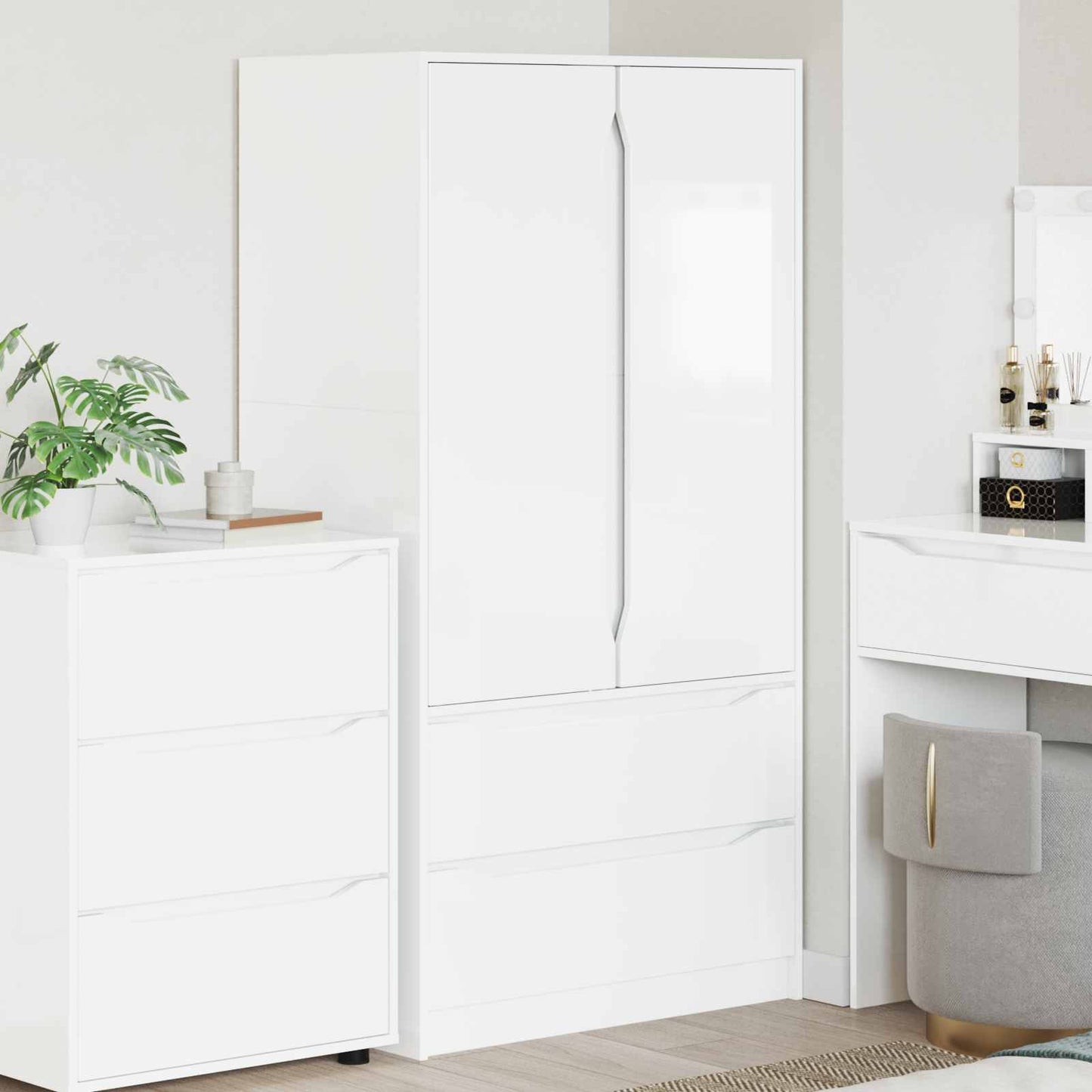 Garderobeskab Højglans Hvid 79,5 x 49 x 156 cm Konstrueret træ