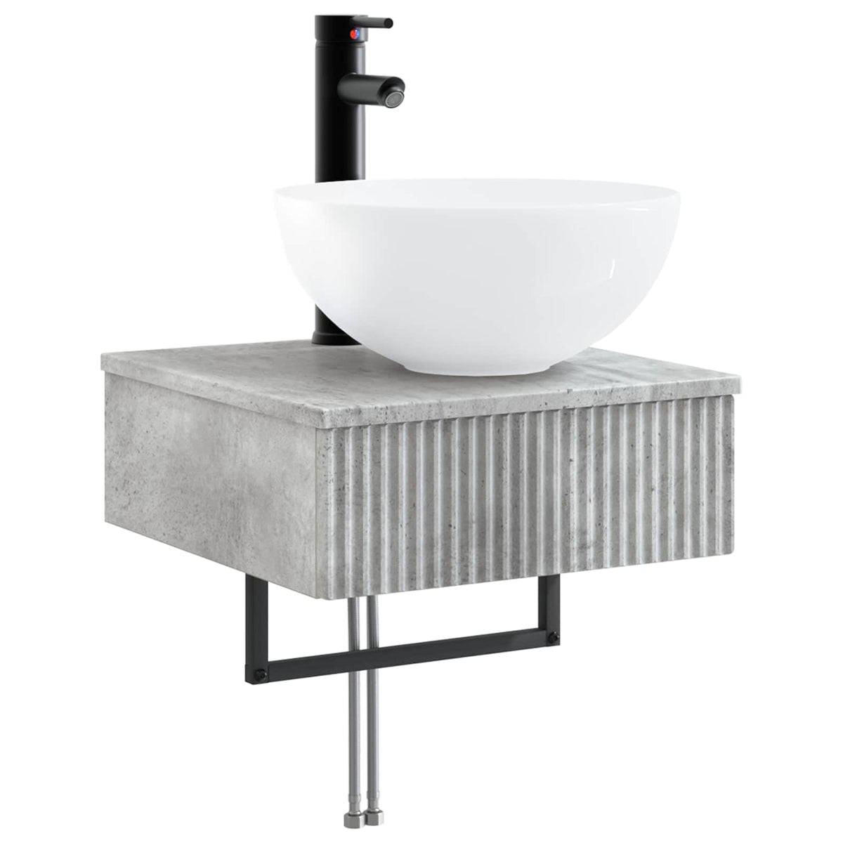 Badeværelsesskabsæt 5 stk. Betongrå Konstrueret træ