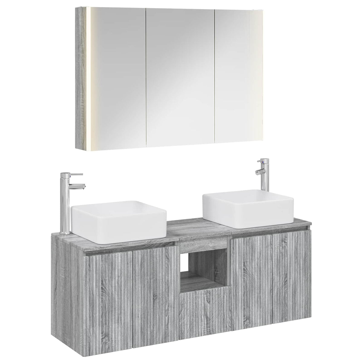 Badeværelsesskabsæt 4 stk. Grå Sonoma Konstrueret træ