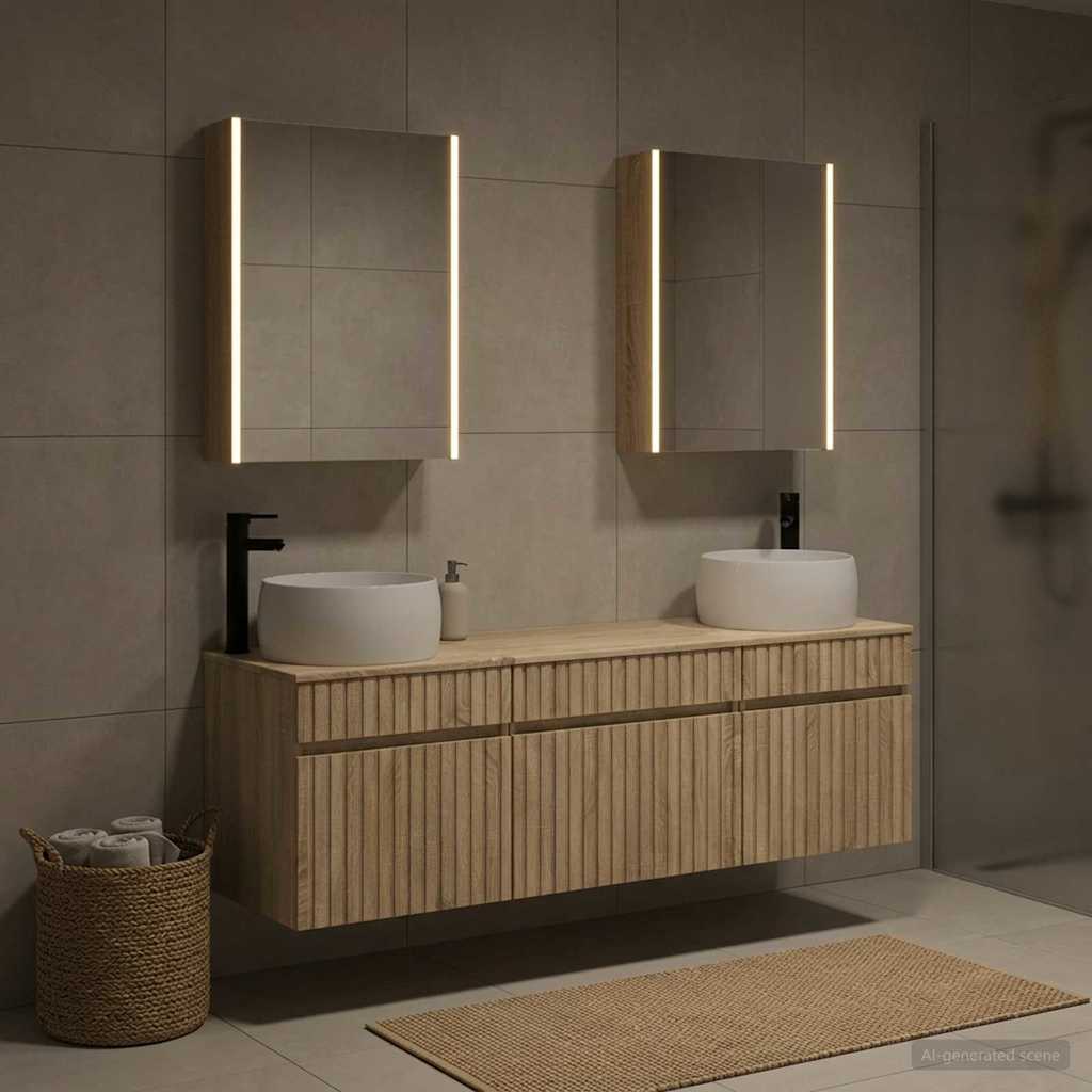 Badeværelsesskabsæt 5 stk. Sonoma-eg Konstrueret træ