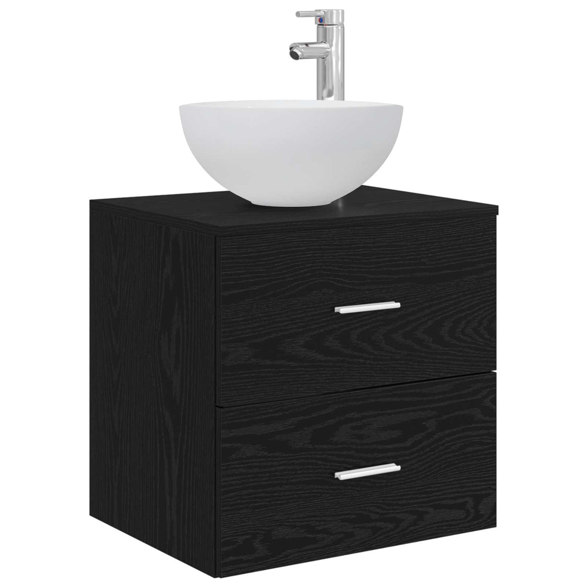 Badeværelsesmøbel sæt 5 stk. Sort eg Konstrueret træ og glas