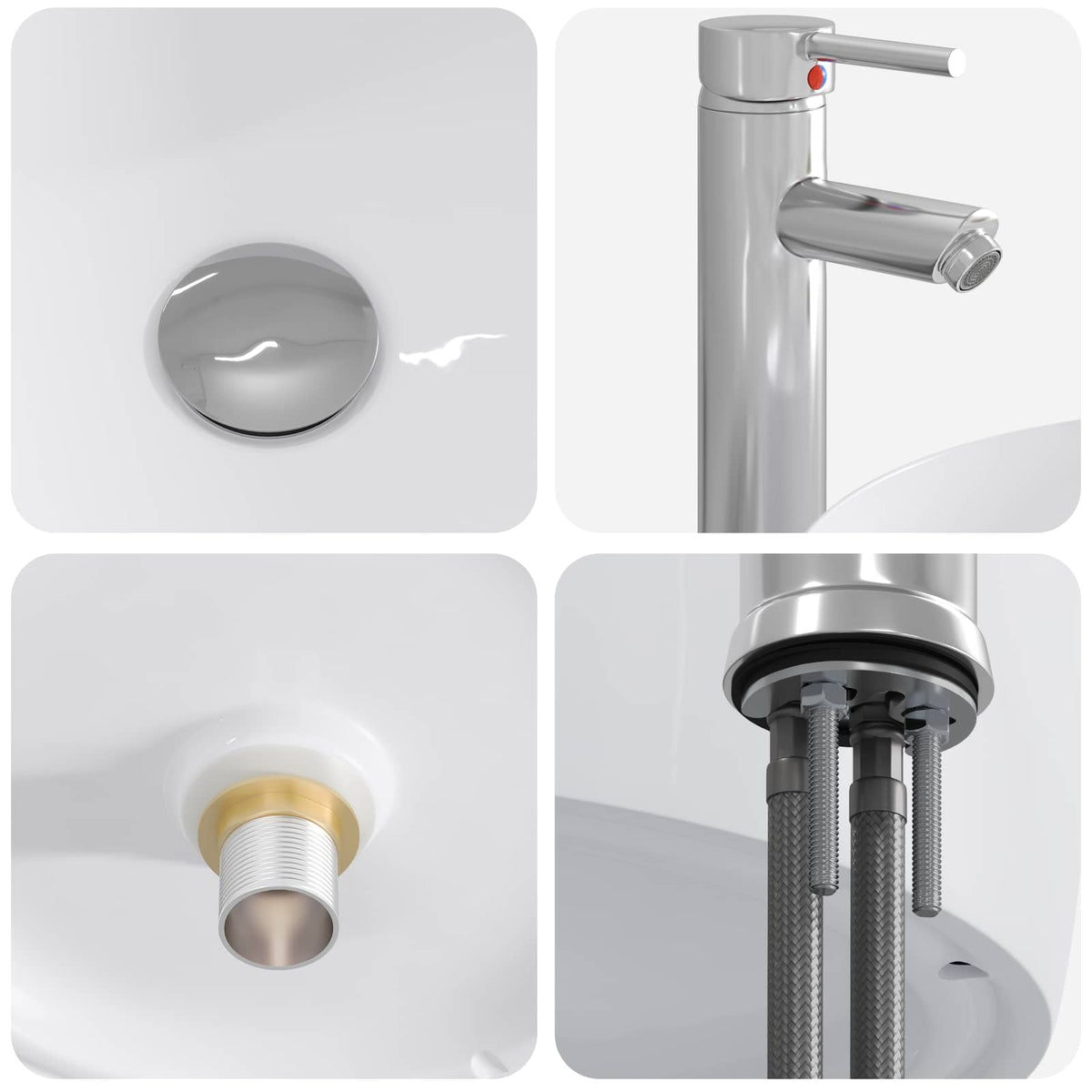 Badeværelsesmøbel sæt 4 stk. Betongrå Konstrueret træ og glas