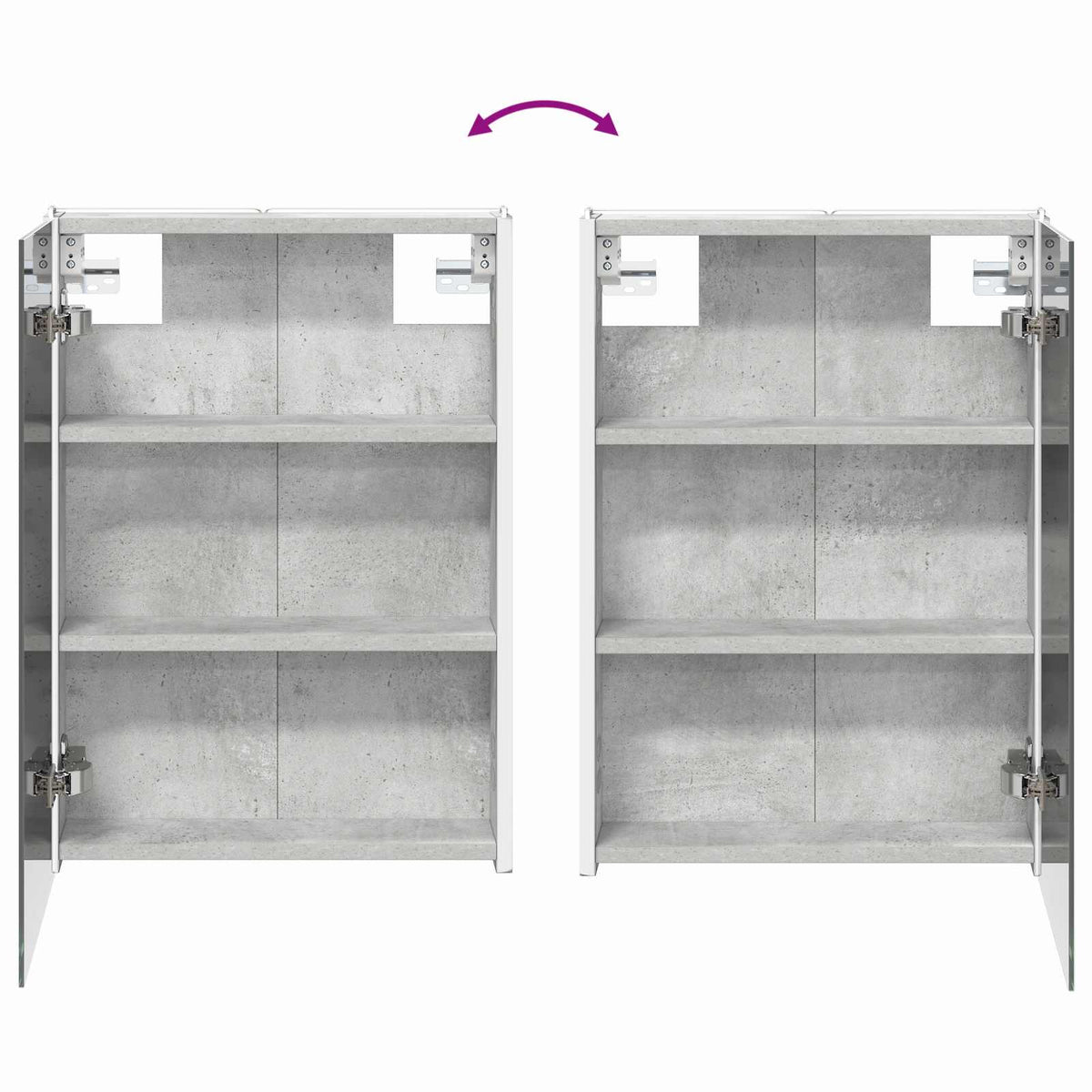 Badeværelsesmøbel sæt 4 stk. Betongrå Konstrueret træ og glas