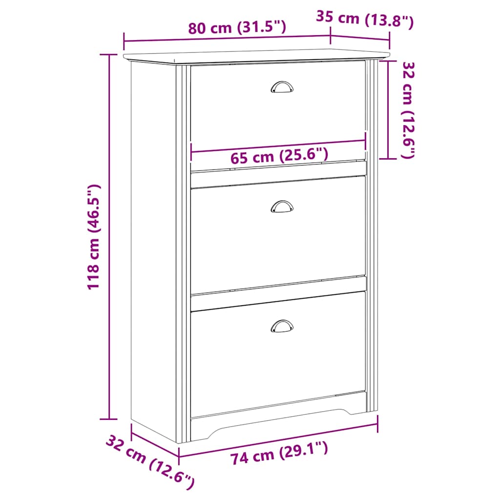 Skostativ BODO 80 x 35 x 118 cm Konstrueret træ Honningbrun