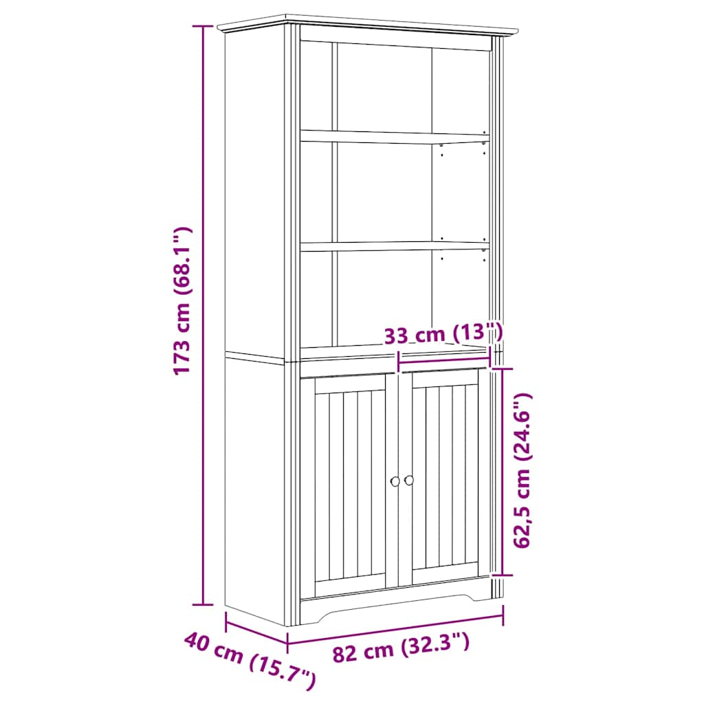 Bogreol BODO 3 niveauer 82 x 40 x 173 cm Konstrueret træ