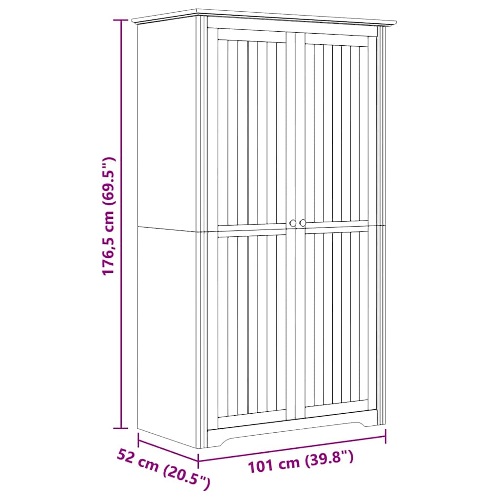 Garderobeskab BODO Honningbrun 53,5 x 99 x 173 cm