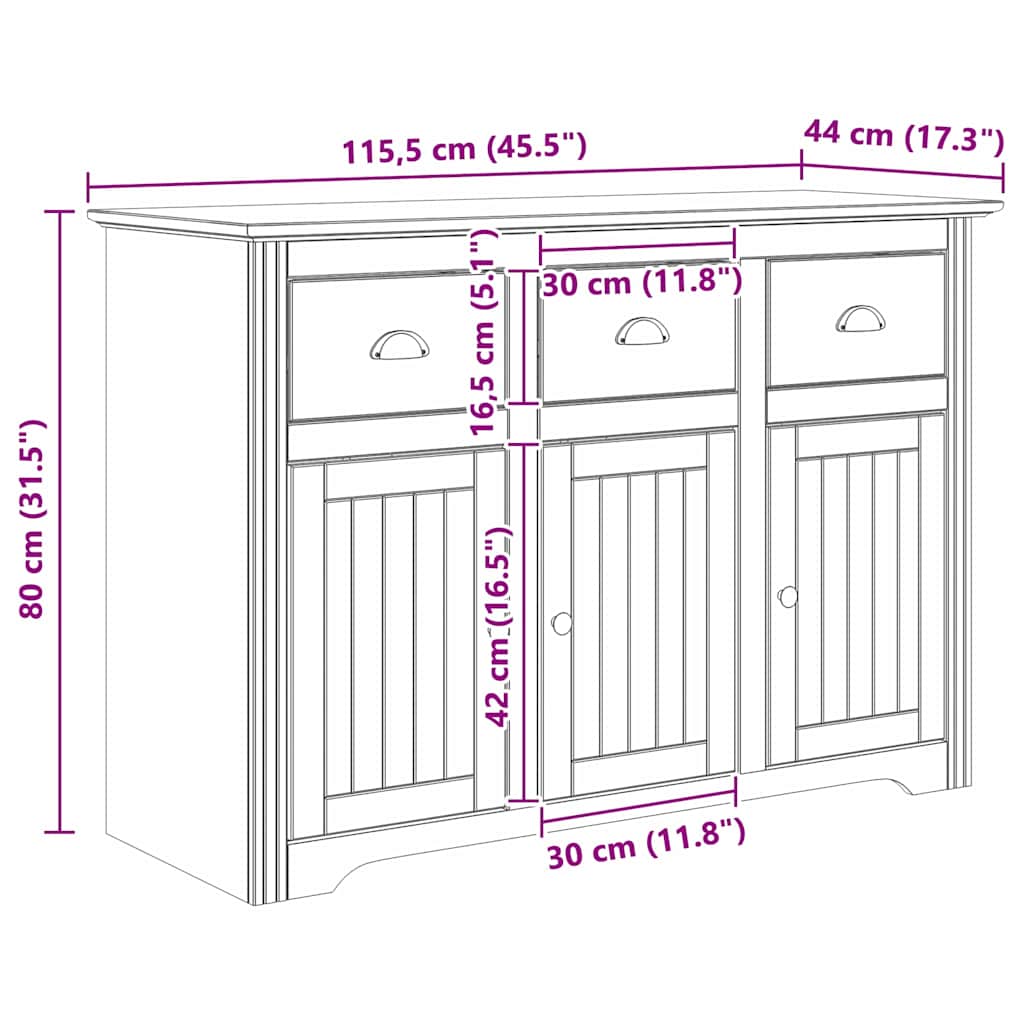 Sideboard BODO Honningbrun 115,5 x 44 x 80 cm Konstrueret træ