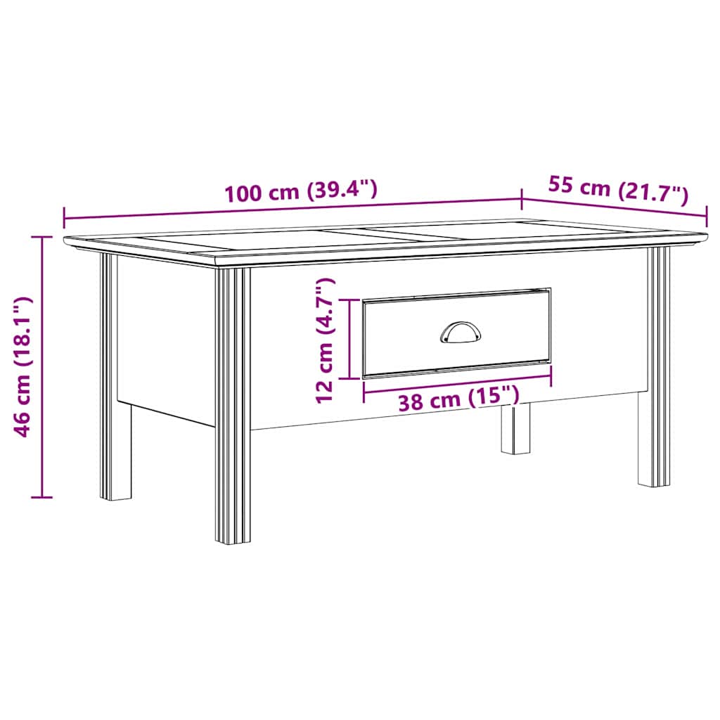 Sofabord BODO Honningbrun 100 x 55 x 45,8 cm Konstrueret træ