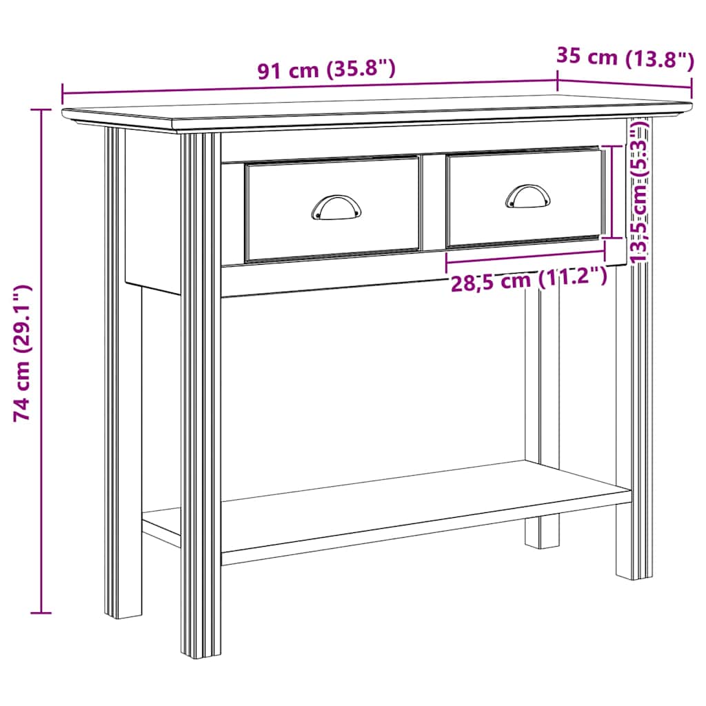 Konsolbord BODO Honningbrun 91 x 34.7 x 74 cm Konstrueret træ