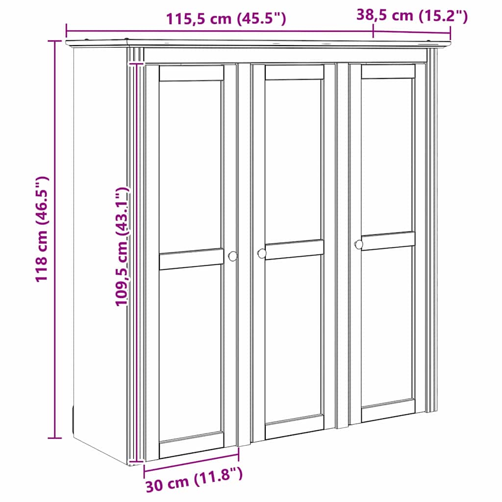 Skab med Glasdøre BODO Honningbrun 115,5 x 38,5 x 117,7 cm