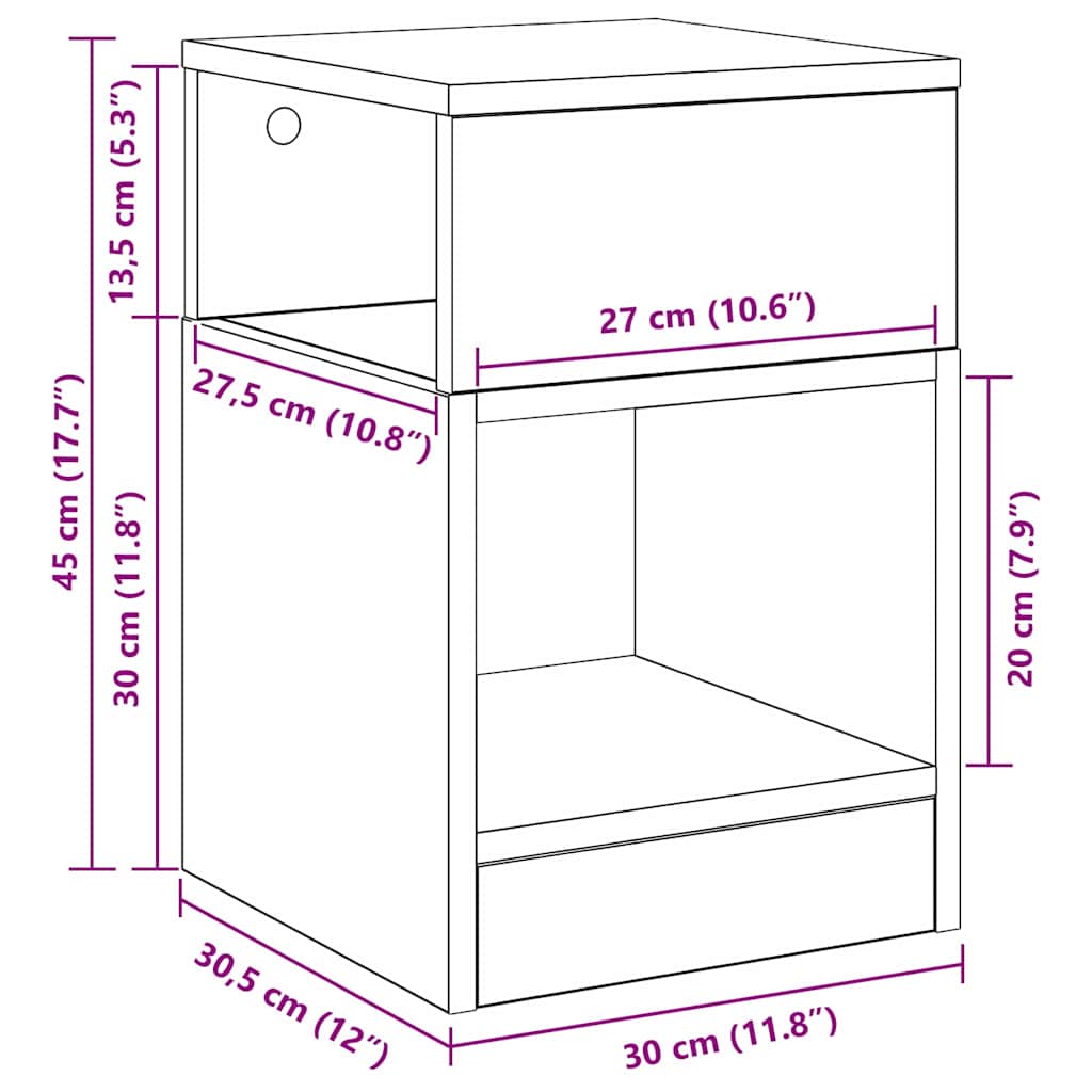 Endebord Hvid 30,5 x 30 x 45 cm Konstrueret træ
