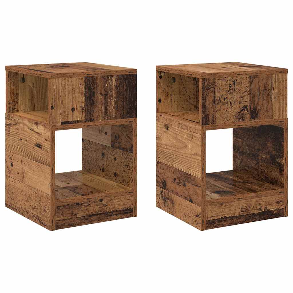Endebord 2 stk. Gammelt træ 30,5 x 30 x 45 cm Konstrueret træ
