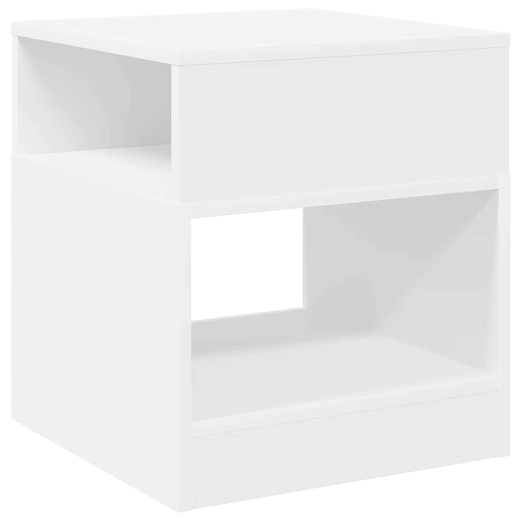 Endebord 2 stk. Hvid 40,5 x 40 x 45 cm Konstrueret træ