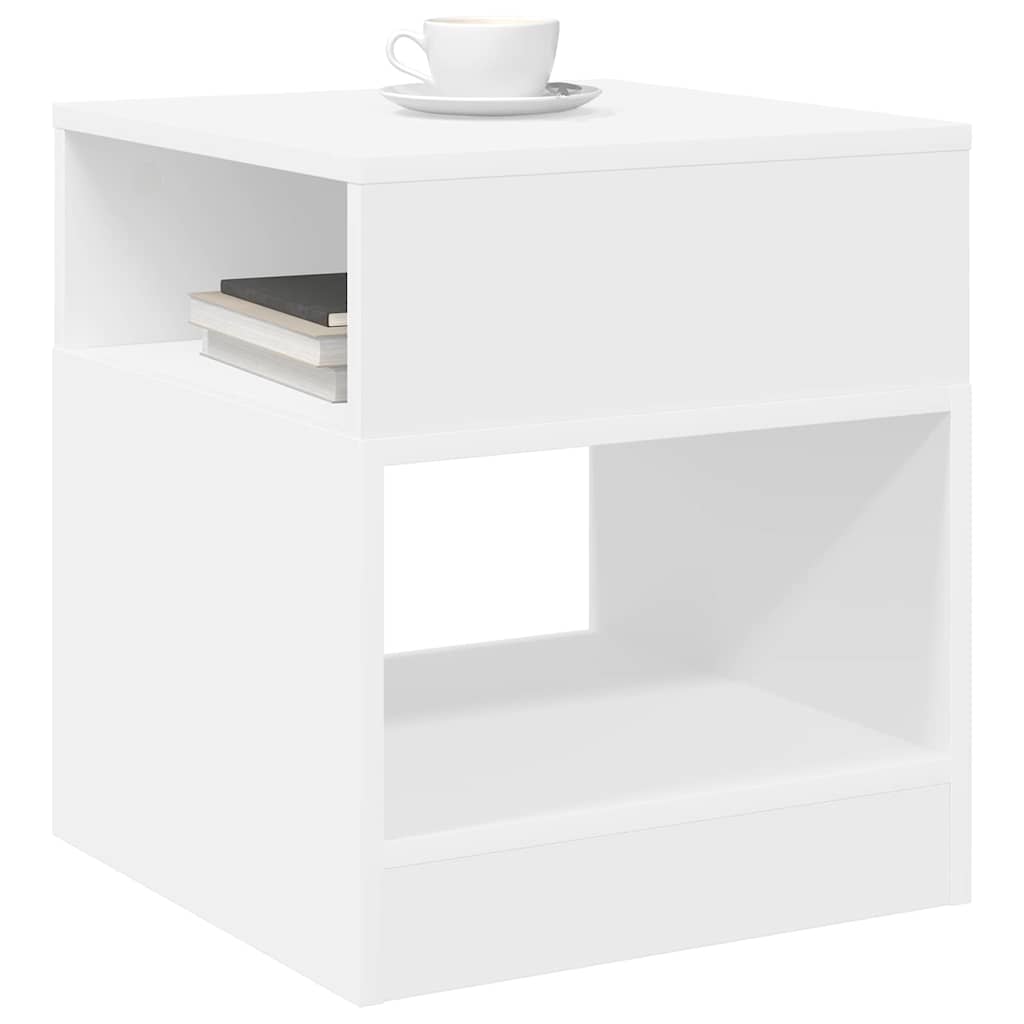 Endebord 2 stk. Hvid 40,5 x 40 x 45 cm Konstrueret træ