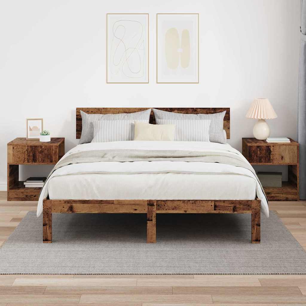 Endebord 2 stk. Gammelt træ 40,5 x 40 x 45 cm Konstrueret træ