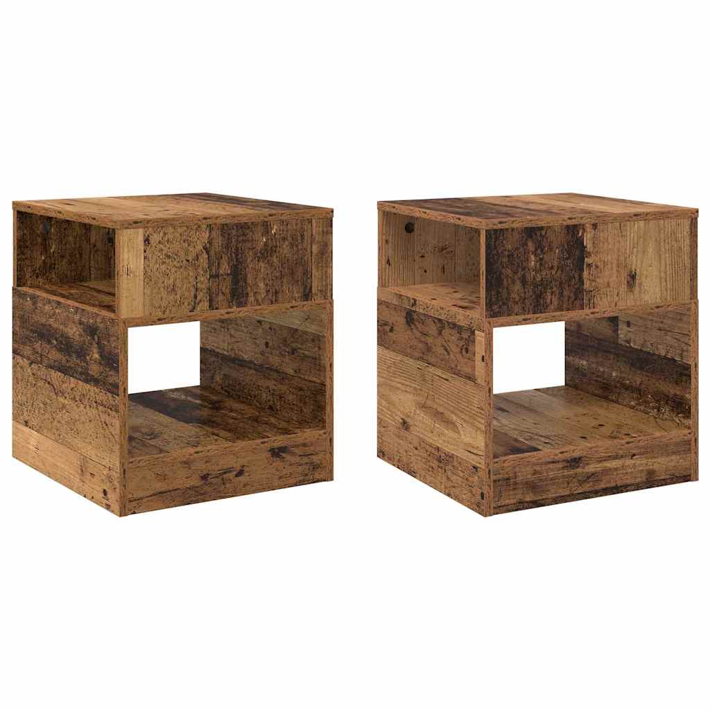 Endebord 2 stk. Gammelt træ 40,5 x 40 x 45 cm Konstrueret træ