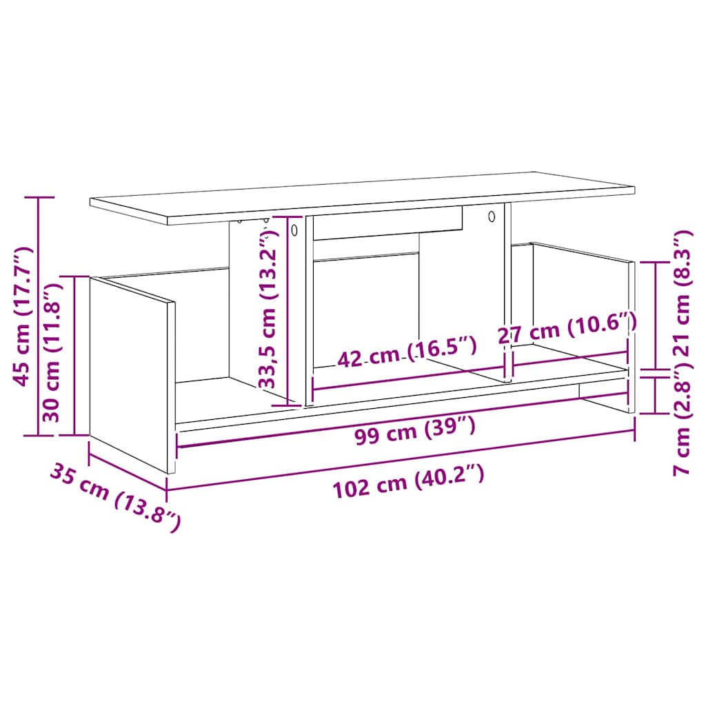 TV-bord 102 x 35 x 45 cm Sort eg Konstrueret træ