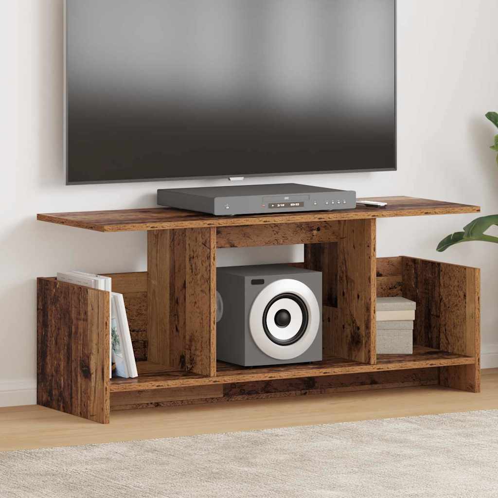 TV-bord 102 x 35 x 45 cm Gammelt træ Konstrueret træ