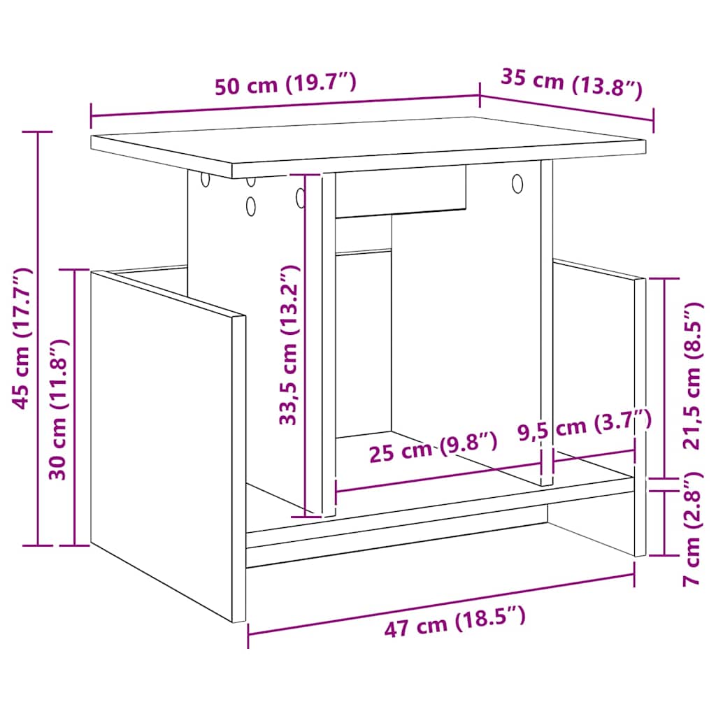 TV-bord 50 x 35 x 45 cm Røget eg Konstrueret træ