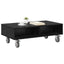 Sidebord med hjul Sort eg 90 x 50 x 30 cm Konstrueret træ