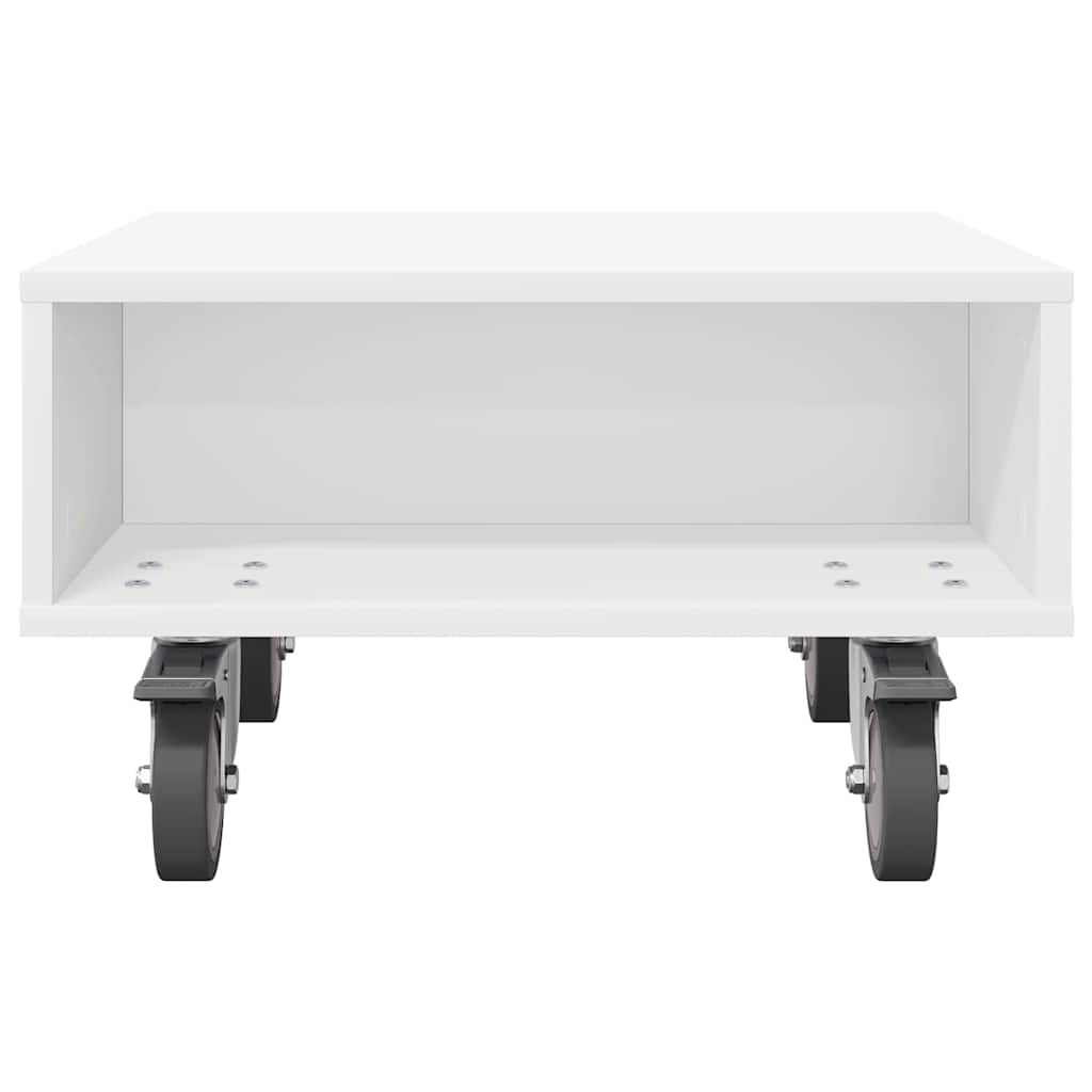 Sidebord med hjul Hvid 50,5 x 50 x 30 cm Konstrueret træ