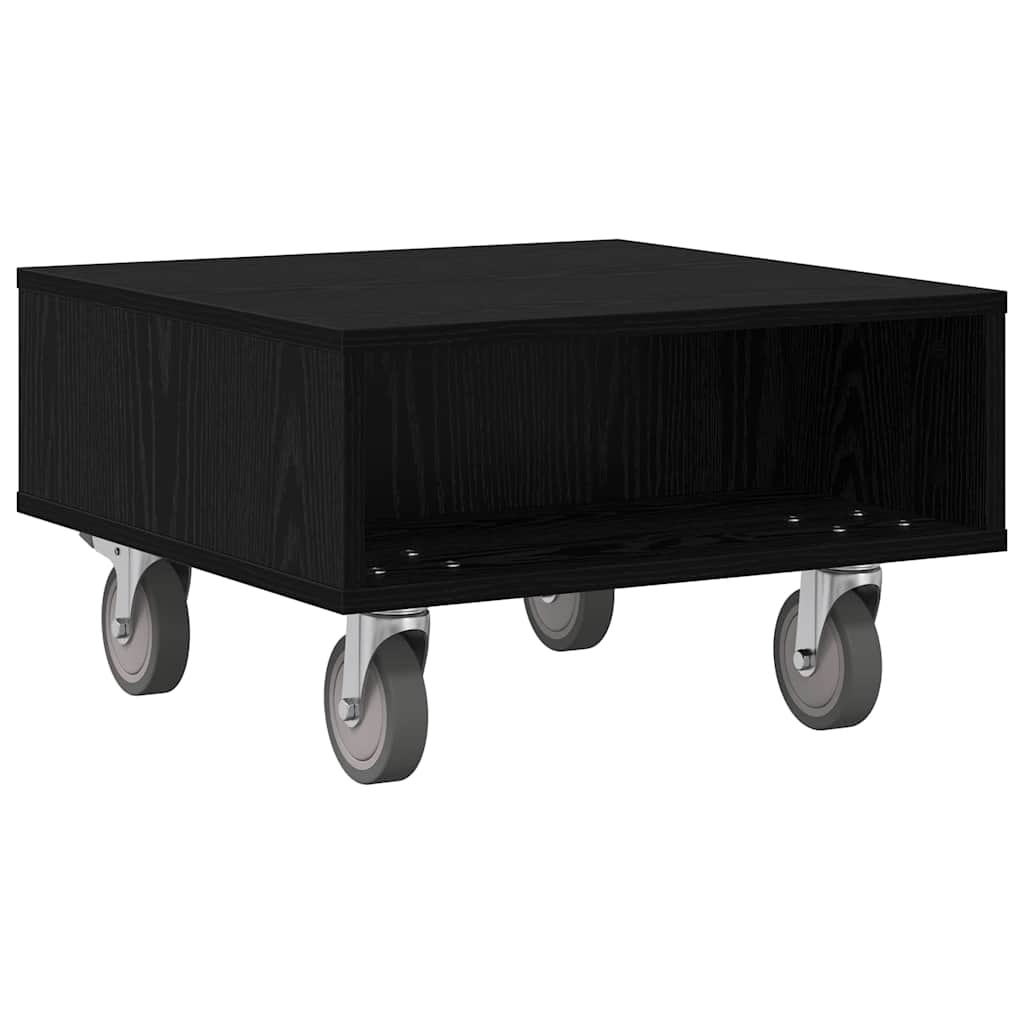 Sidebord med hjul Sort eg 50,5 x 50 x 30 cm Konstrueret træ