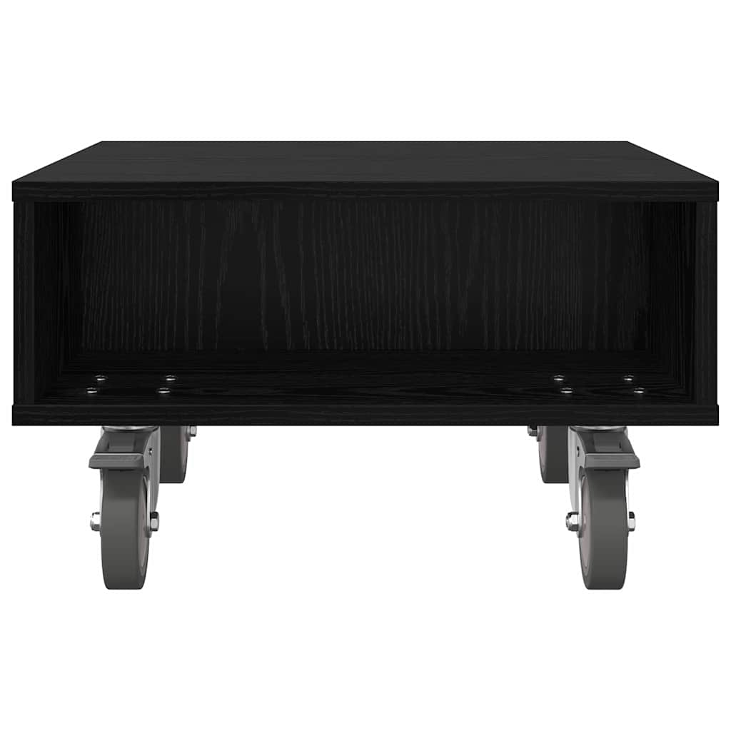 Sidebord med hjul Sort eg 50,5 x 50 x 30 cm Konstrueret træ