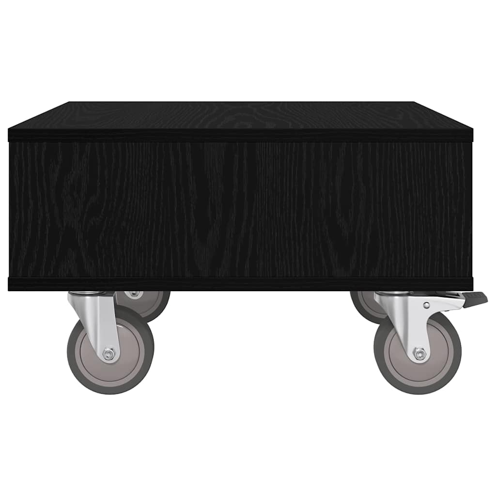 Sidebord med hjul Sort eg 50,5 x 50 x 30 cm Konstrueret træ