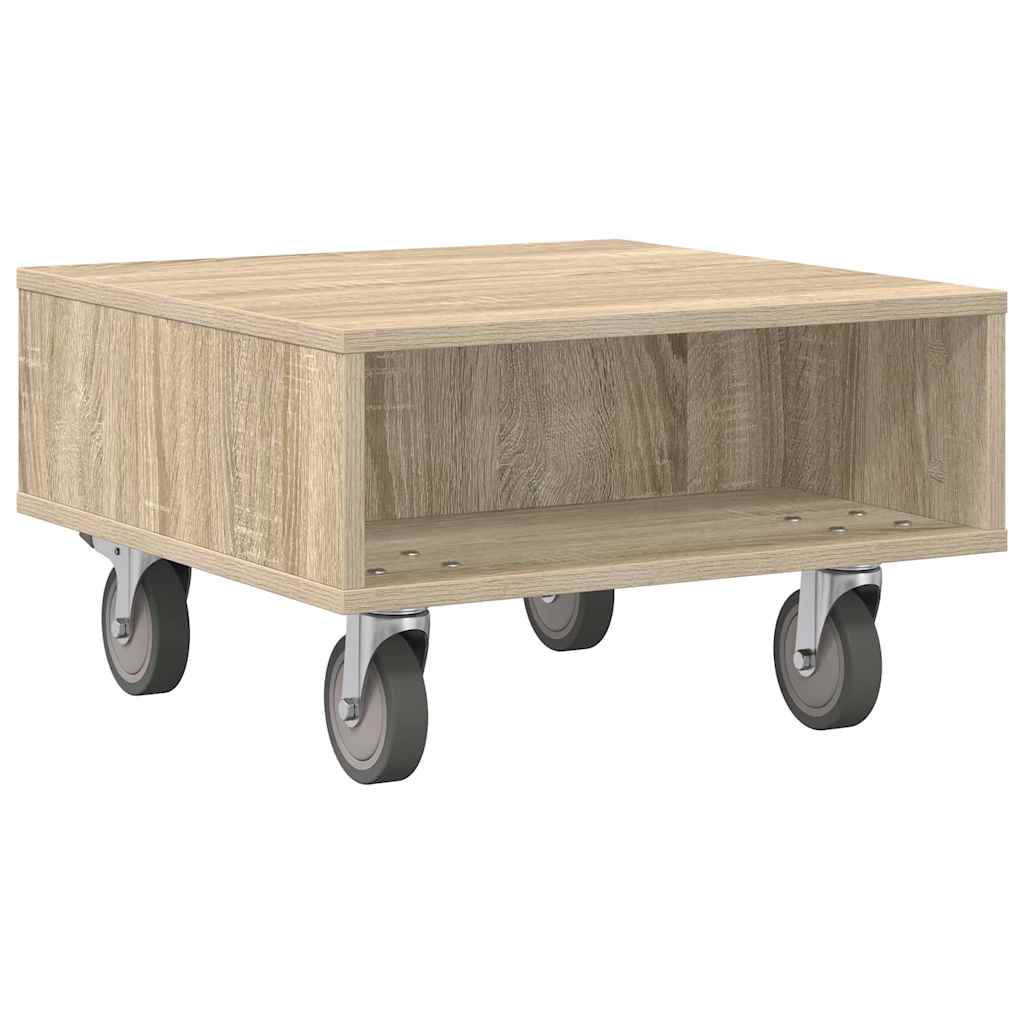 Sidebord med hjul Sonoma eg 50,5 x 50 x 30 cm Konstrueret træ