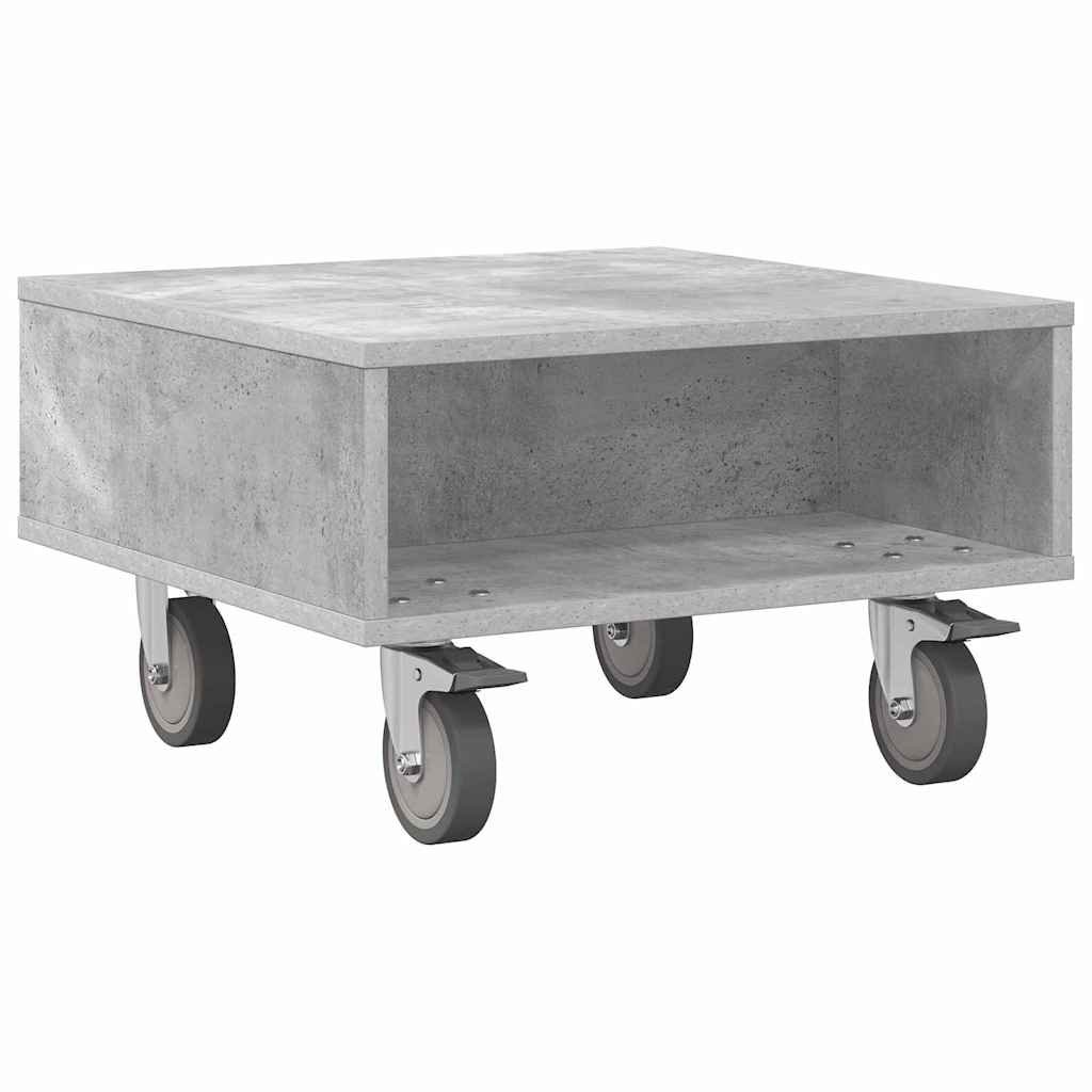 Sidebord med hjul Beton Grå 50,5 x 50 x 30 cm Konstrueret træ