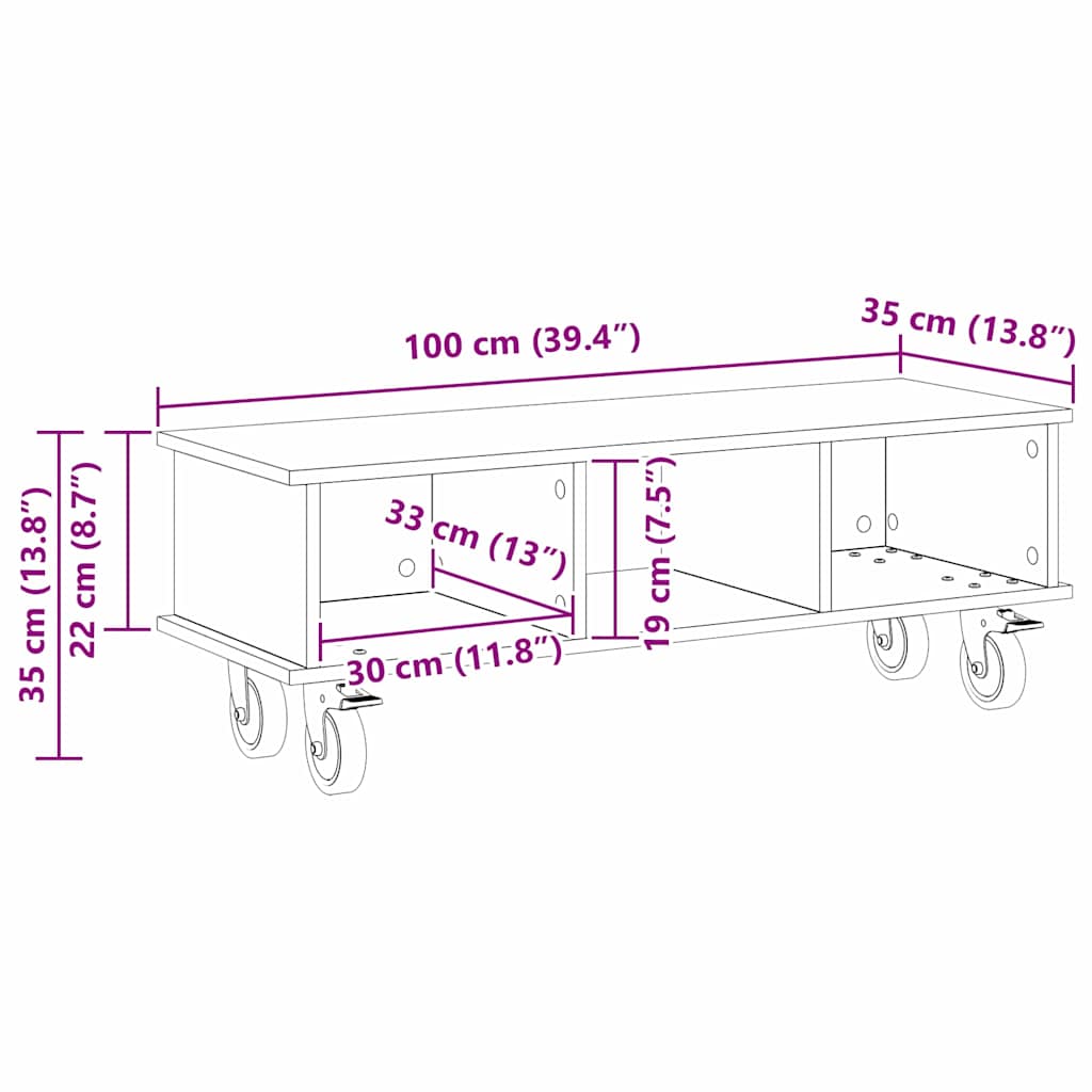 TV-bord 100 x 35 x 35 cm Hvid Konstrueret træ
