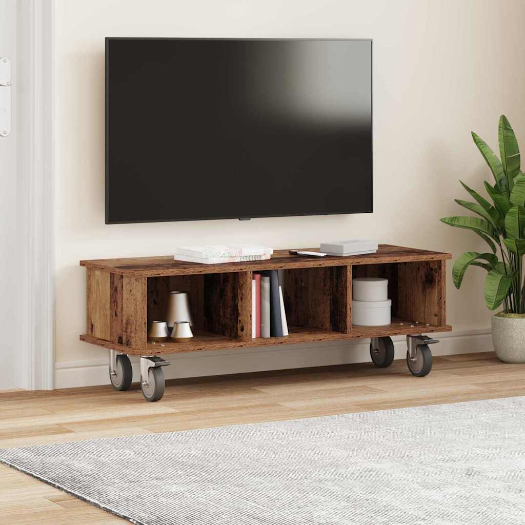 TV-bord 100 x 35 x 35 cm Gammelt træ Konstrueret træ