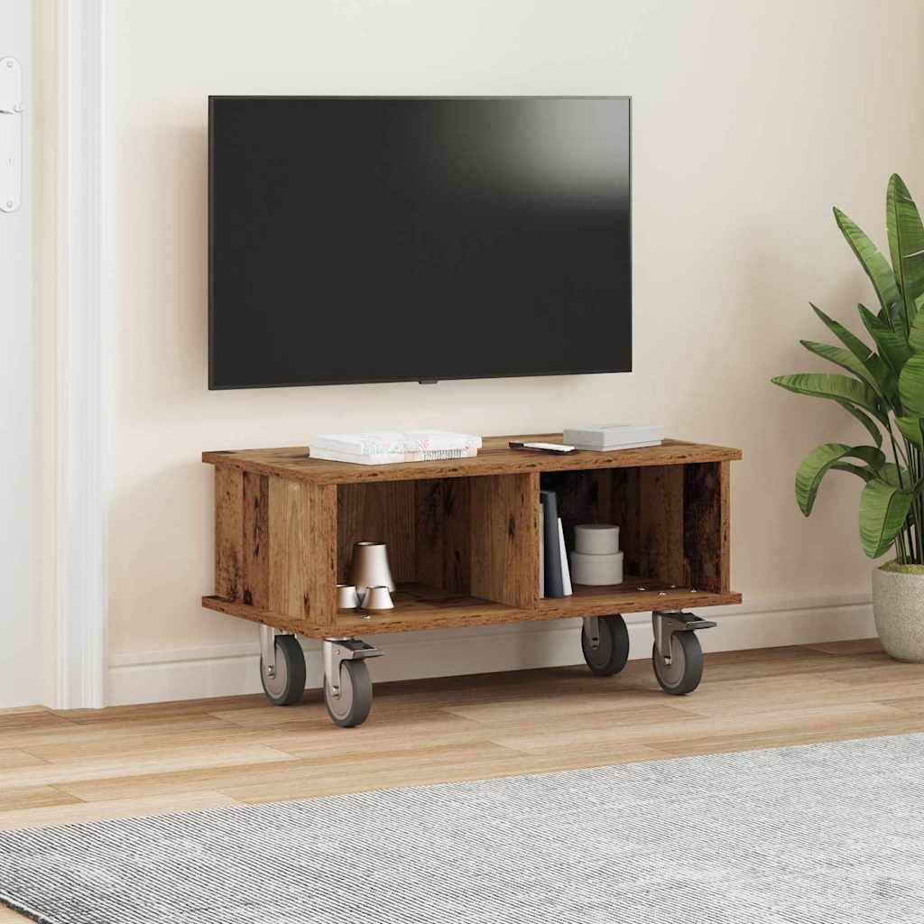 TV-bord 68,5 x 35 x 35 cm Gammelt træ Konstrueret træ