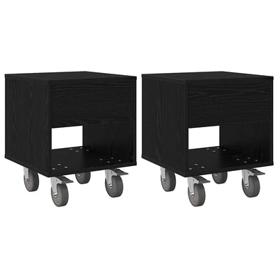 Sengebord 2 stk. Sort eg 40,5 x 40 x 48 cm Konstrueret træ