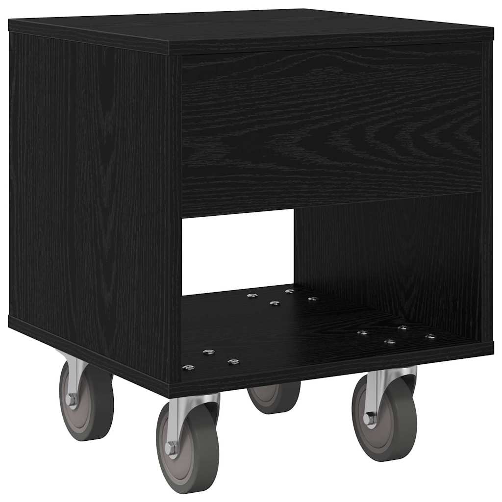 Sengebord 2 stk. Sort eg 40,5 x 40 x 48 cm Konstrueret træ