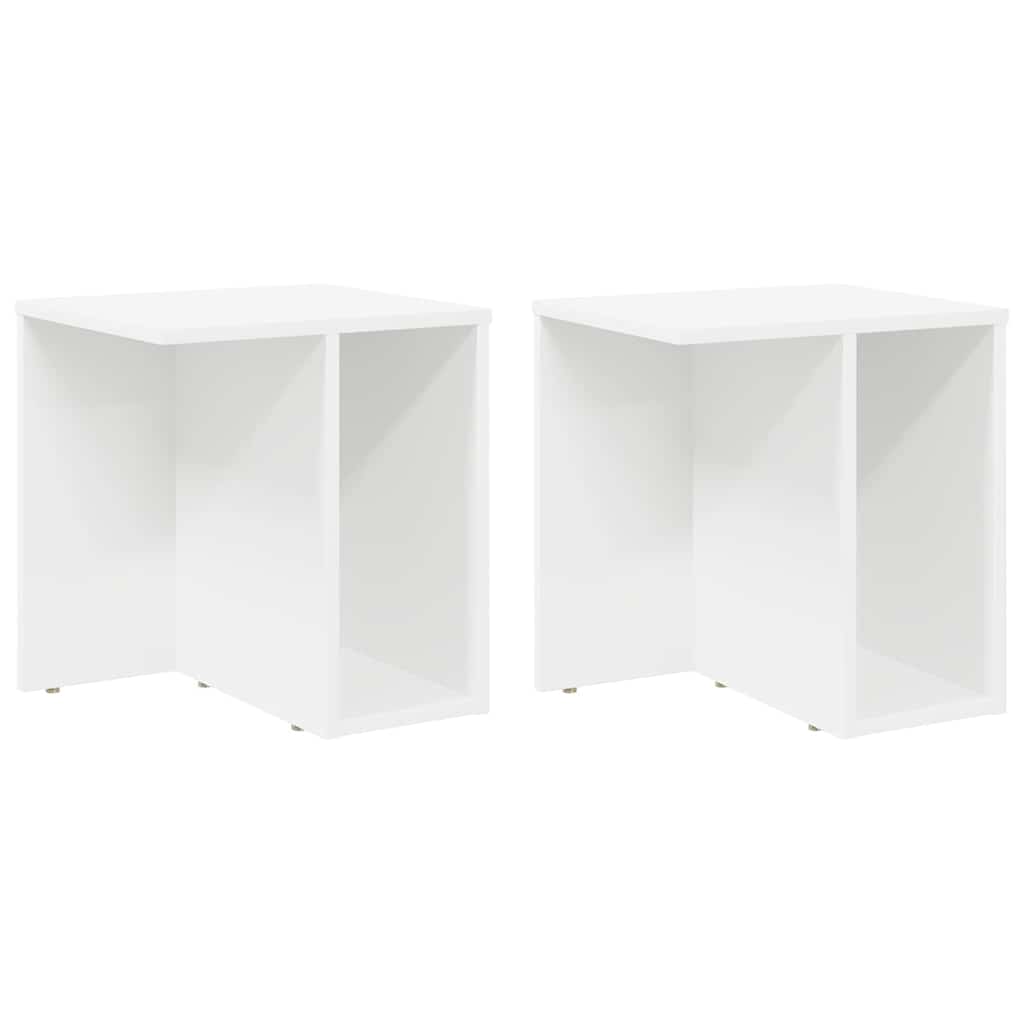 Endebord 2 stk. Hvid 37 x 32 x 40 cm Konstrueret træ