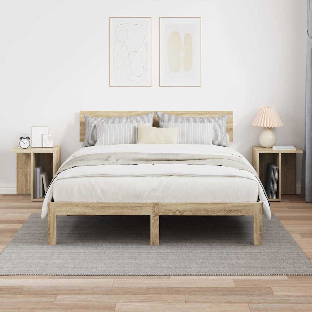 Endebord 2 stk. Sonoma eg 37 x 32 x 40 cm Konstrueret træ