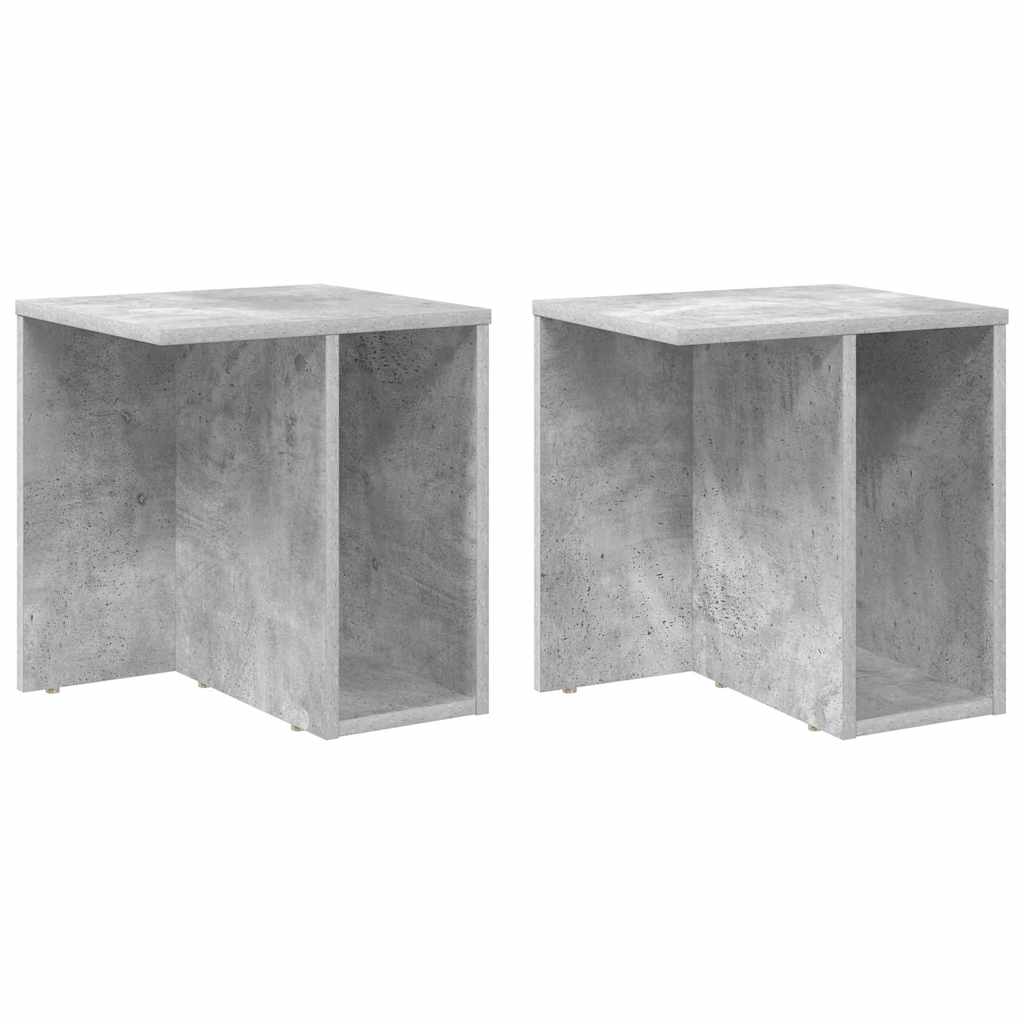 Endebord 2 stk. Beton Grå 37 x 32 x 40 cm Konstrueret træ