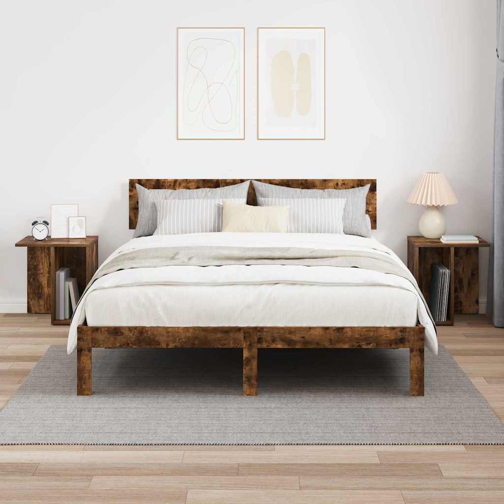 Endebord 2 stk. Røget eg 37 x 32 x 40 cm Konstrueret træ