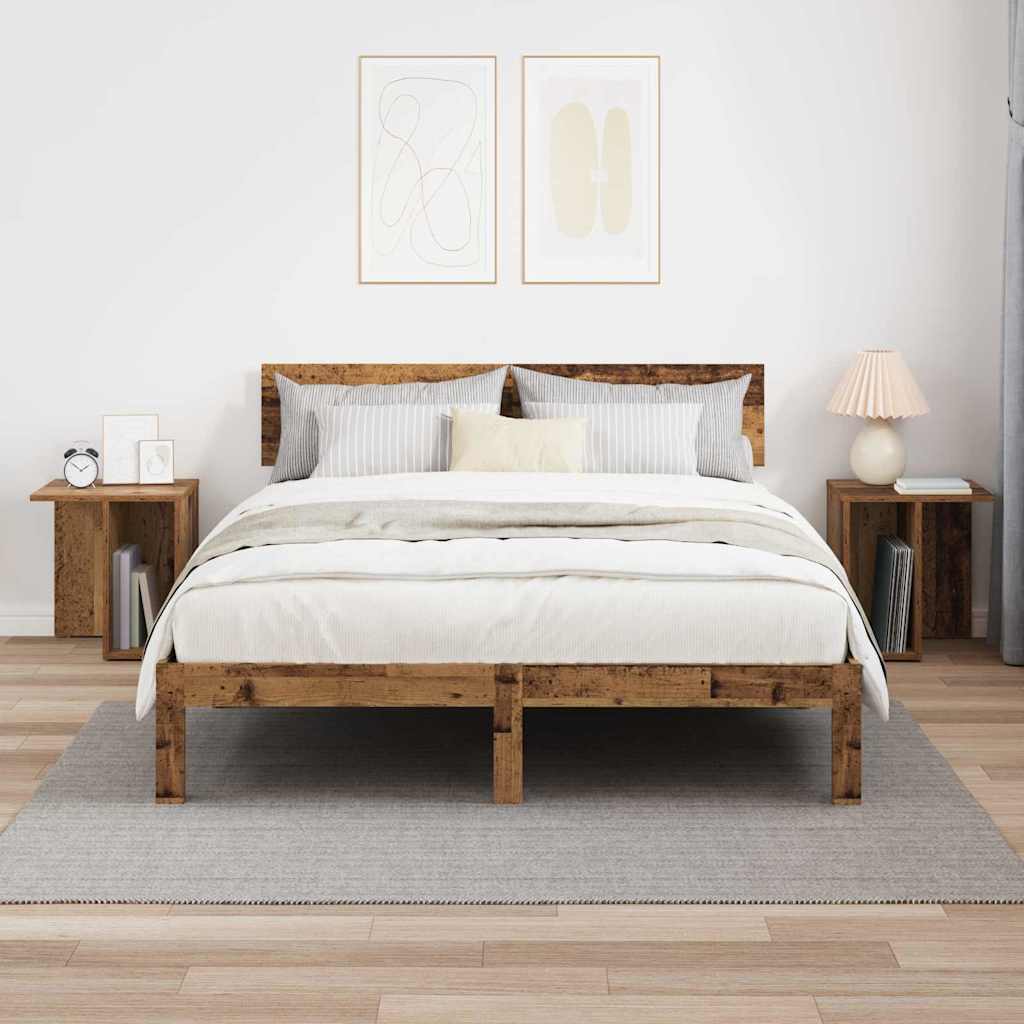 Endebord 2 stk. Gammelt træ 37 x 32 x 40 cm Konstrueret træ