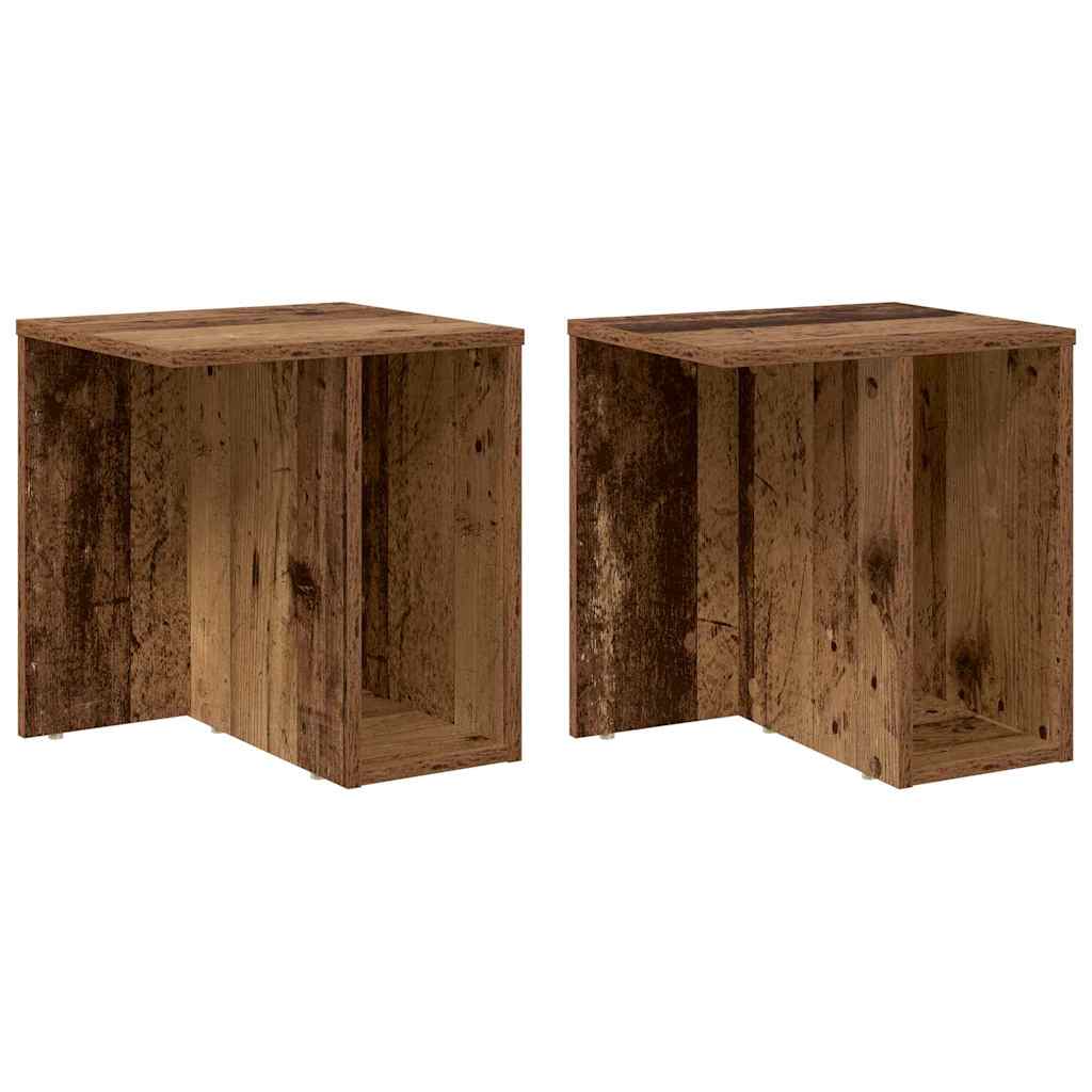 Endebord 2 stk. Gammelt træ 37 x 32 x 40 cm Konstrueret træ