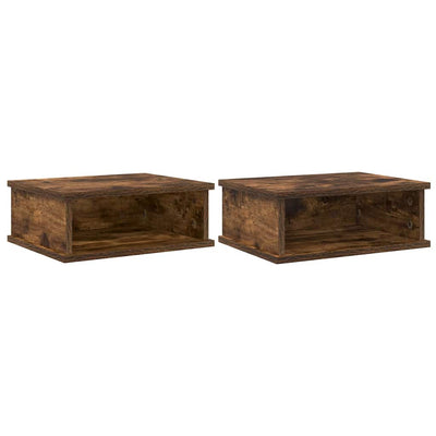 Sengebord 2 stk. Røget eg 40 x 31 x 15 cm Konstrueret træ