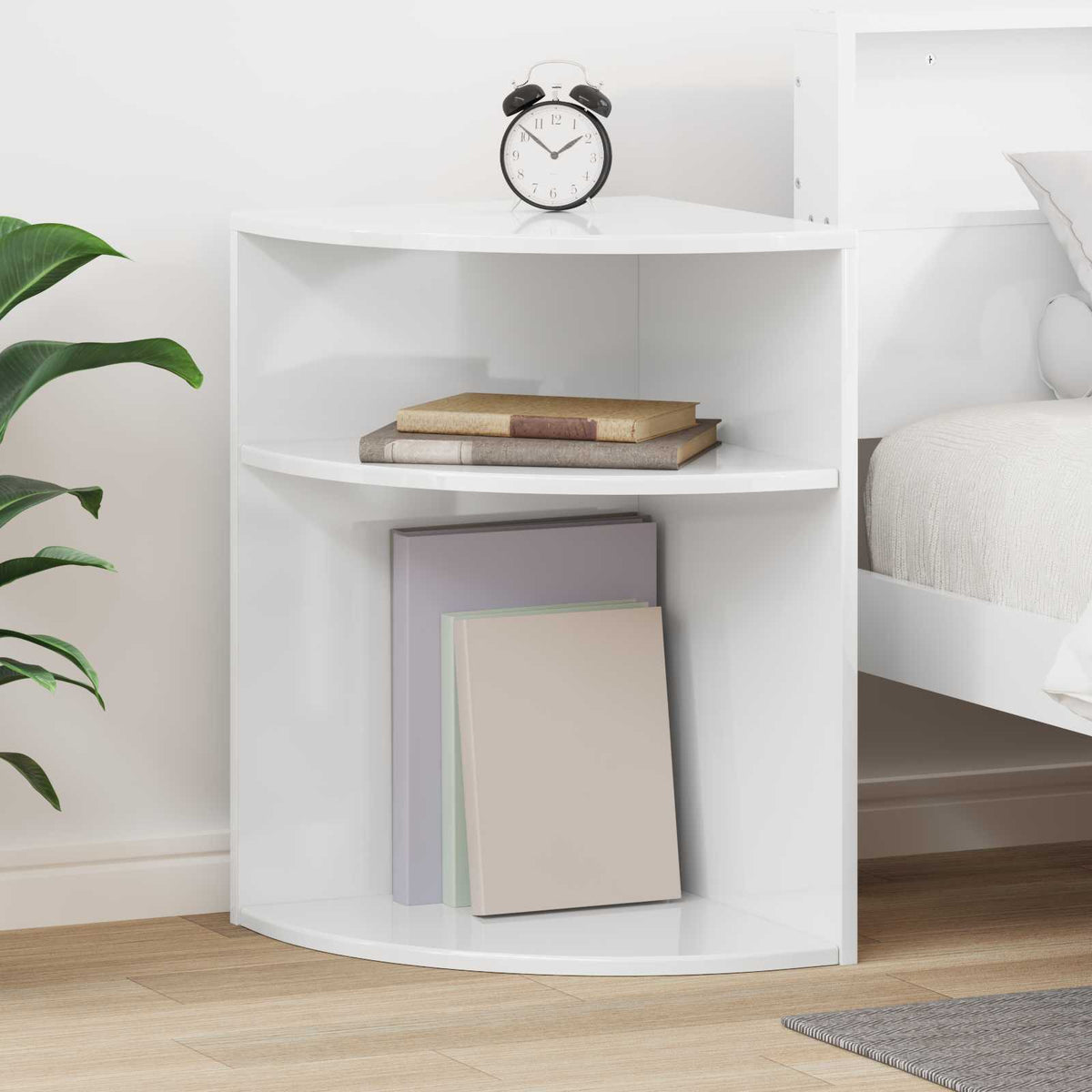 Endebord Høj gloss hvid 39,7 x 39,7 x 60 cm Konstrueret træ