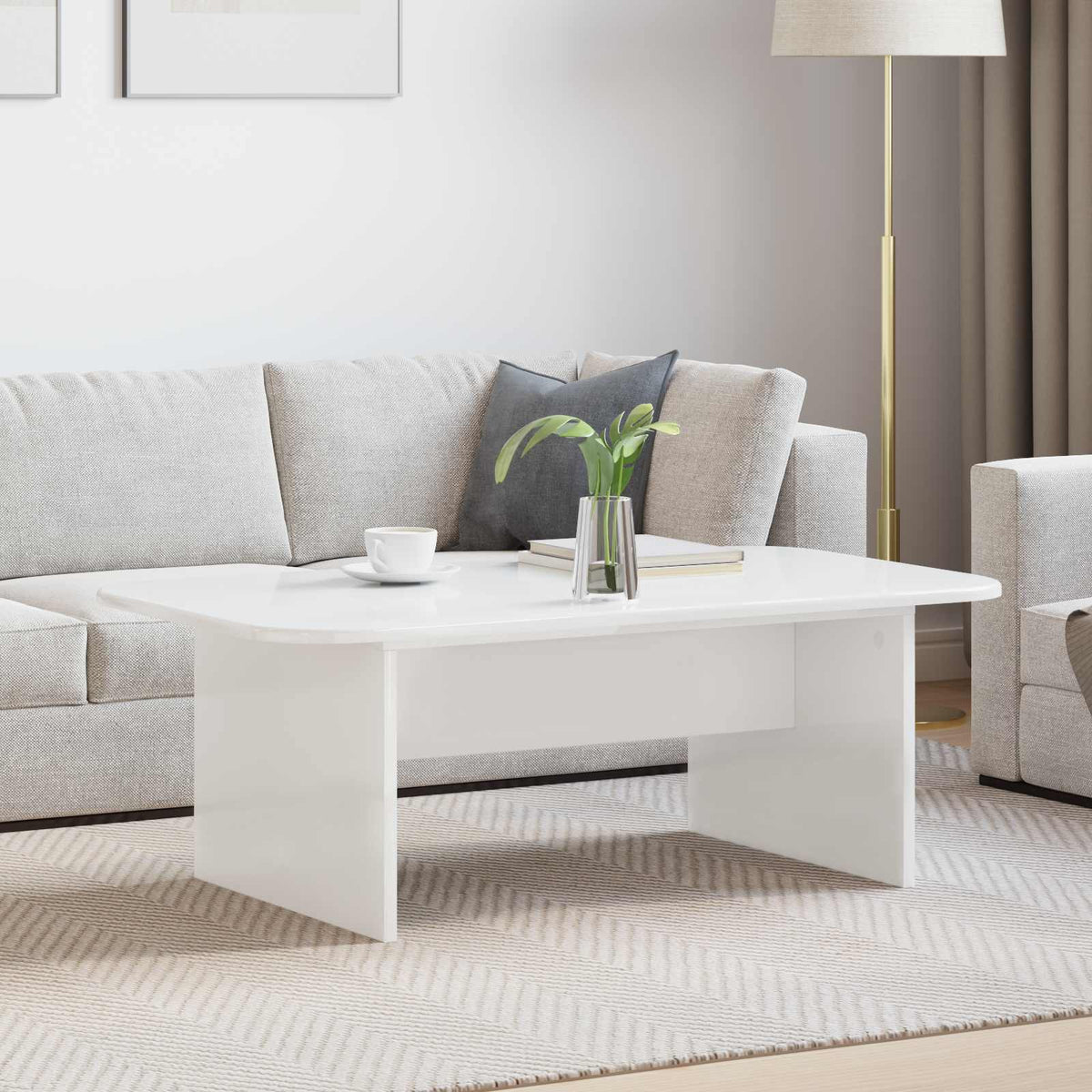 Sofabord Hvid 93 x 53 x 33 cm Konstrueret træ