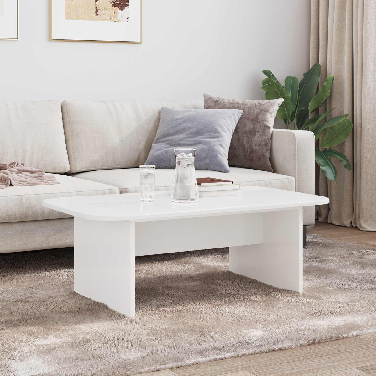 Sofabord Hvid 93 x 53 x 33 cm Konstrueret træ