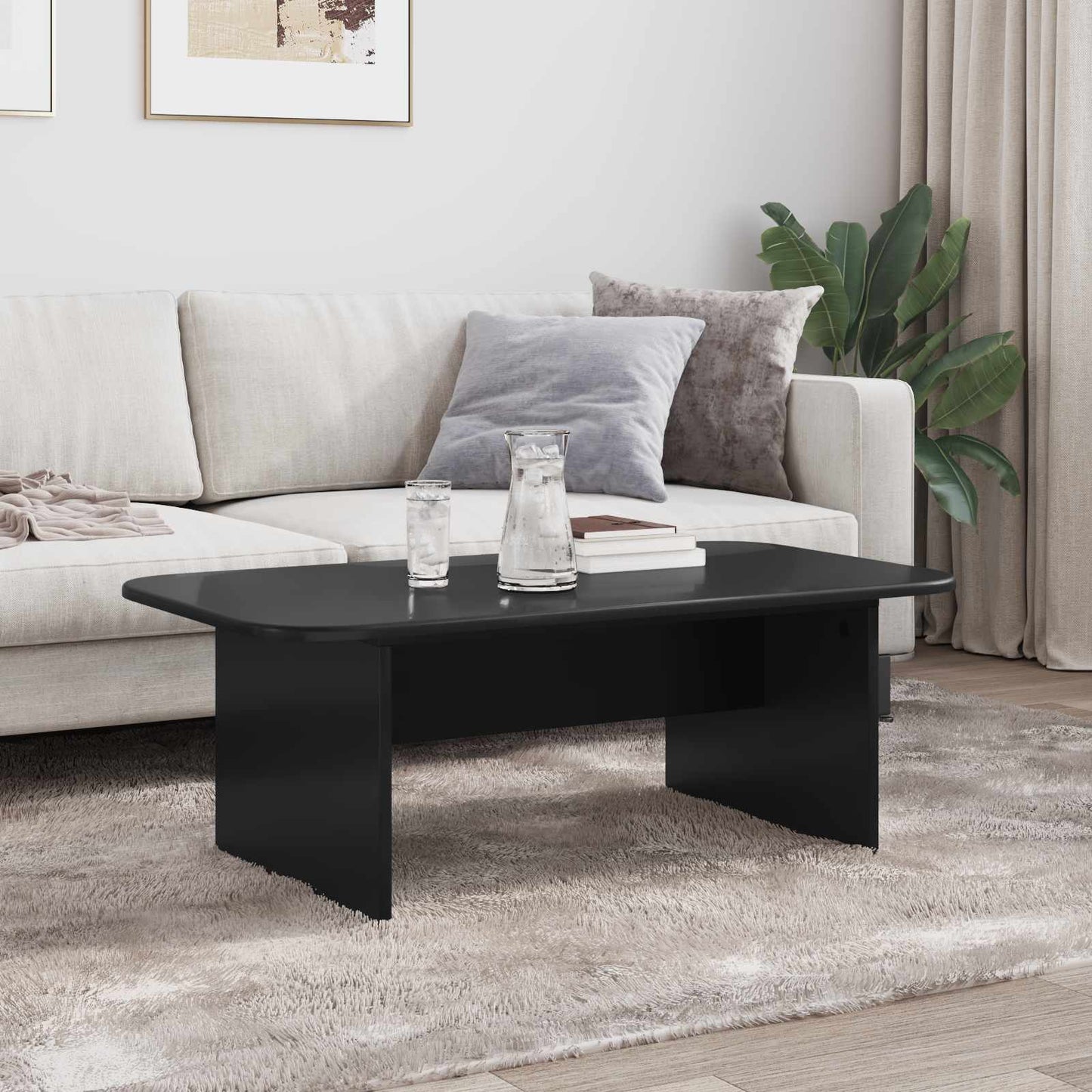 Sofabord Sort 93 x 53 x 33 cm Konstrueret træ