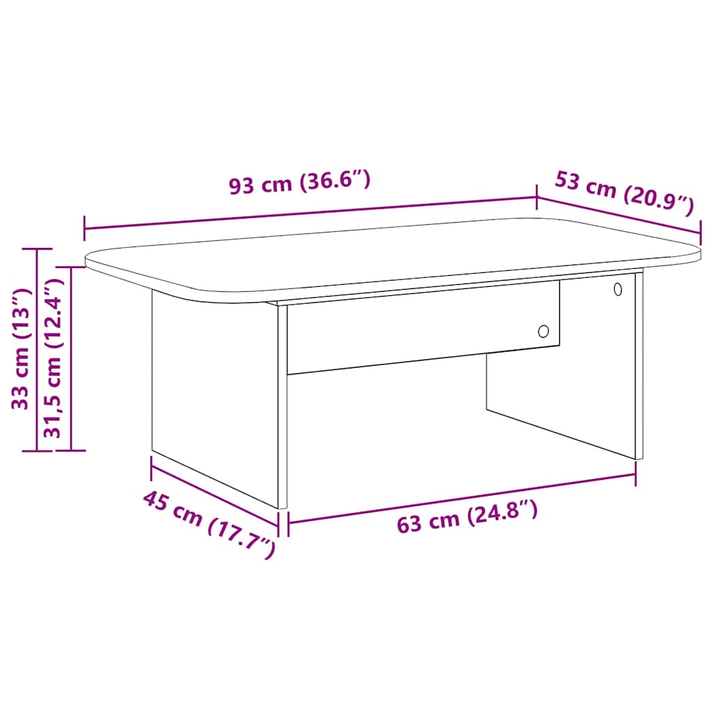 Sofabord Røget eg 93 x 53 x 33 cm Konstrueret træ